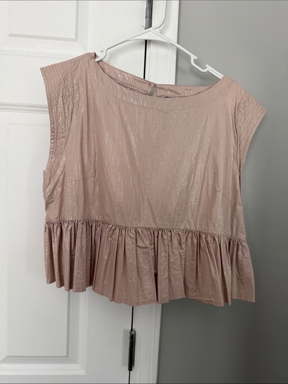 Anthropologie Blush Pink Sleeveless Ruffle Hem Top
